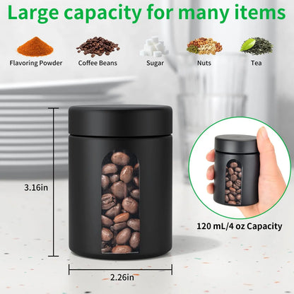 Glass Storage Jar (4 oz, 120ml) Smell Proof Visual Container Child Resistant Cap Multipurpose for Coffee Teas Herbs Spices