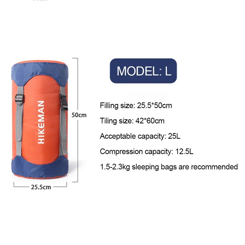 S/M/L/XL Size Waterproof Compression Sleeping Bag Storage Bag Stuff Sack Portable Ultralight Outdoor Hiking Camping Storage Bag