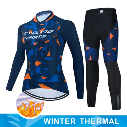 Women Winter Thermal Fleece Clothes 2026 Cycling Uniform Cycle Jersey Clothing Jerseys Pants Gel Bib MTB Jacket Suit Bike Outfit