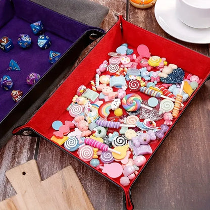 Foldable game dice tray flannel storage box four-corner tray