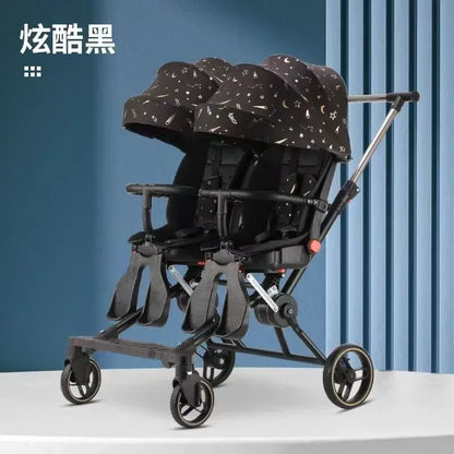 Twin strollers for two children Two seats Lightweight folding stroller Multifunctional stroller can sit and lie down