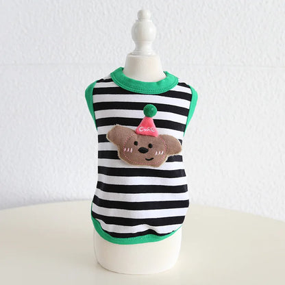 Pet Spring/summer Contrasting Striped Vest Spring/summer Cat Clothing Pet Dress Dog Clothes for Small Dogs Puppy Clothes