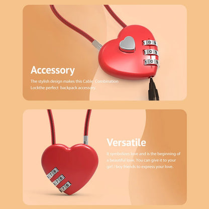 Love Lock Wedding Lock Heart Love Combination Lock School Bag Backpack Trolley Box Concentric Lock Color Zinc Alloy