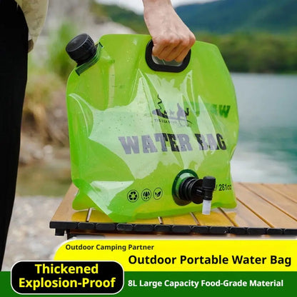 Camping Foldable Water Bag with Bottle Tap 8L Outdoor Hiking Water Bucket Bag Large Capacity Water Container Camping Supplies