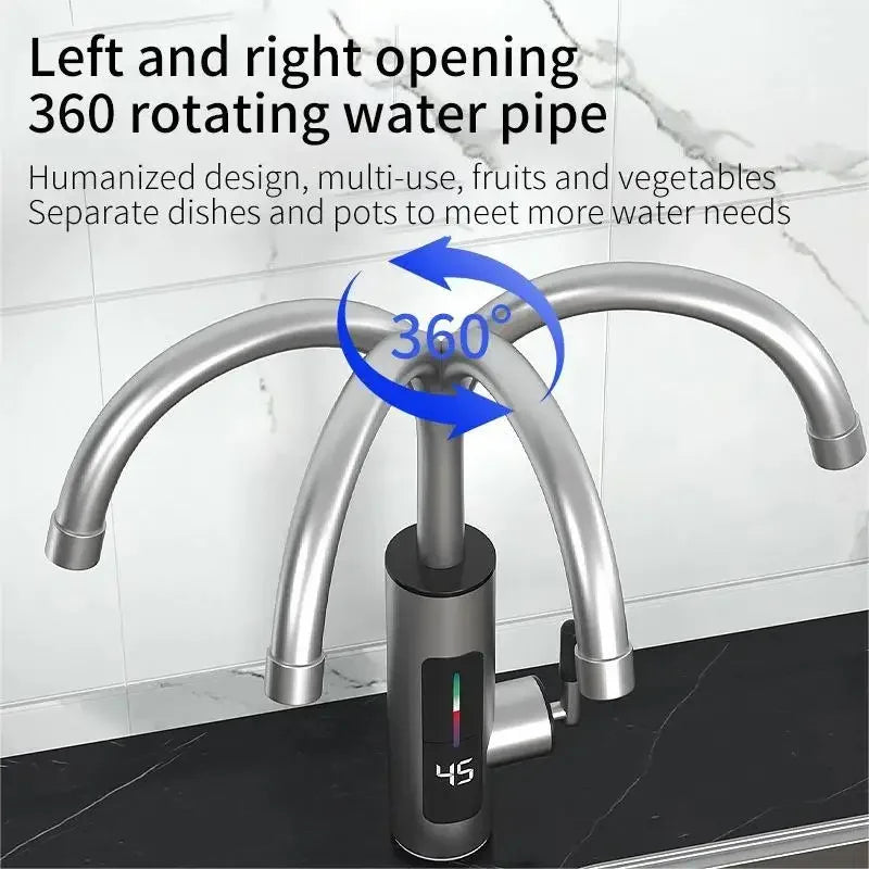 HOMEFISH 3000W 220V Electric Kitchen Water Heater Tap Instant Hot Stainless Steel Water Faucet Heater Cold Heating Faucet