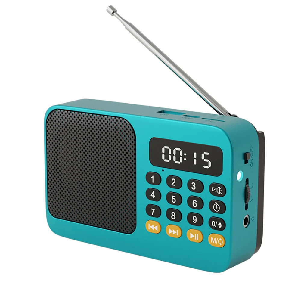 Handheld Rechargeable Digital FM USB TF MP3 Player Portable Radio Music Player Speaker Devices Supplies With LED Display Radio