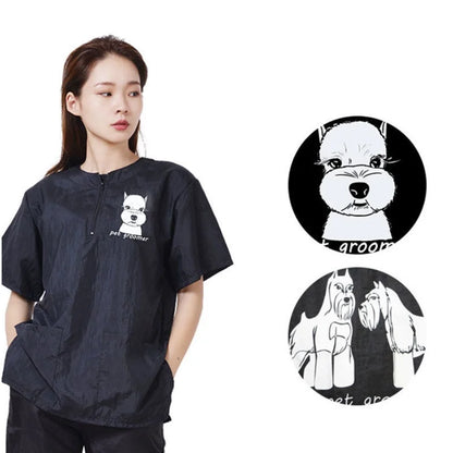 Pet Grooming Clothing Waterproof Work Clothes For Pet Stores Short Sleeve Tops Anti Hair And Anti-static Pet Groomer Smock Y0519