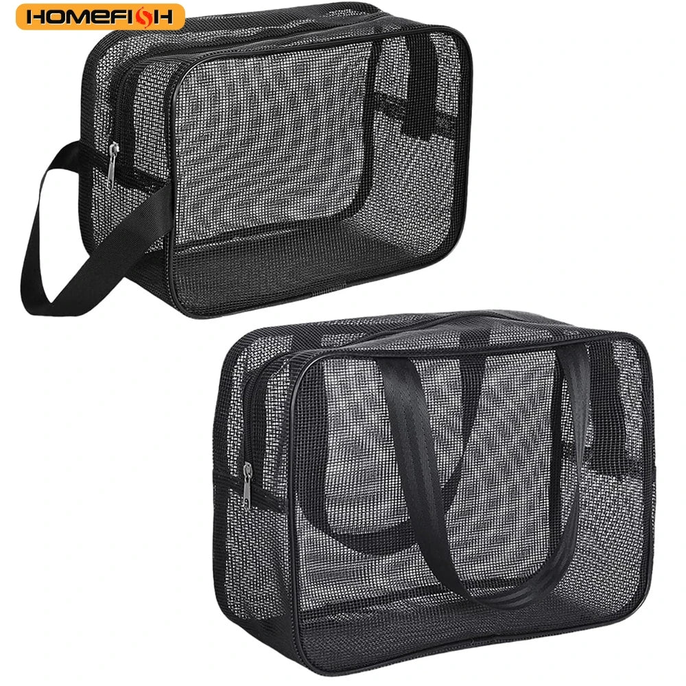 HOMEFISH Mesh Shower Caddy Tote Bag Cosmetic Storage Bag Multifunctional Shower Bag Large Capacity Portable Toiletry Organizer