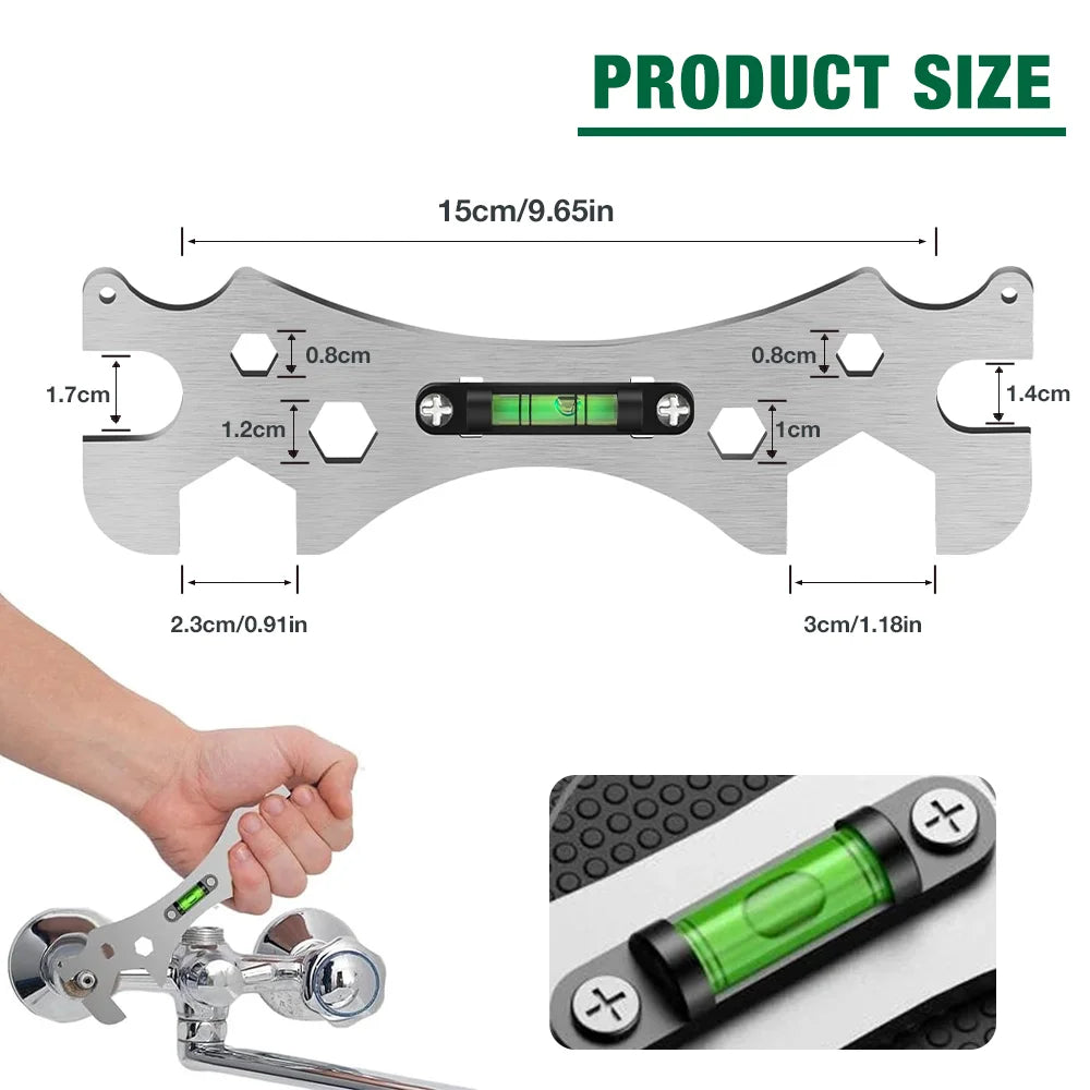 Specialized Wrench For Shower Faucet, Faucet Wrench With Level, Pipe Wrench, Multi-purpose Bathroom Level Wrench, Leveling Tool