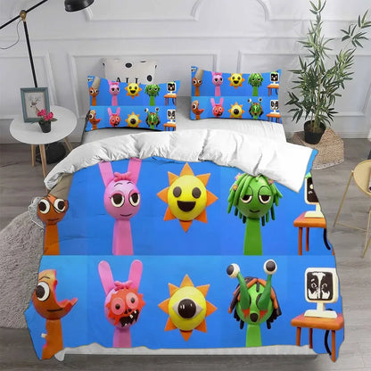 Sprunki Bedding Sets Bed Cover Comforter Duvet Cover Pillow Case 2-3 Pieces Sets Kids Adult Bedroom Decoration