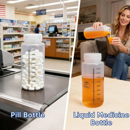 Set of 2 Wide Mouth Plastic Bottles with Lids PP Containers Jars 500ml 1000ml for Water Juice Liquid Storage Bottle