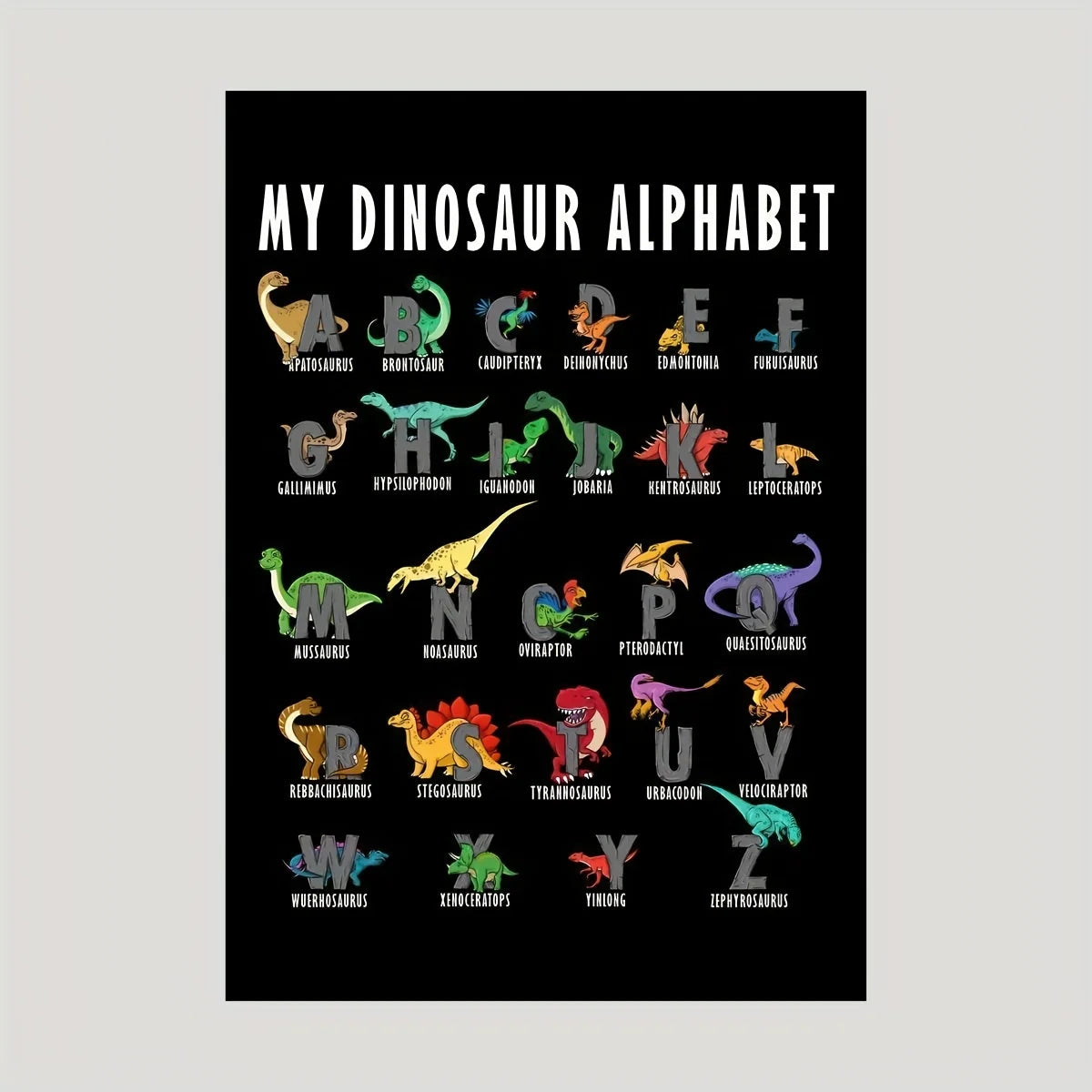 Dinosaur Alphabet Canvas Wall Art for Early Childhood Education and Playroom Decor Paintings Perfect Gift for Kids and Babies