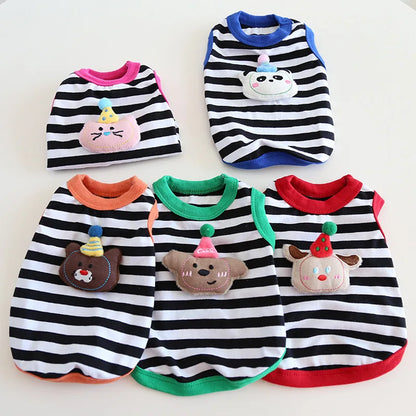 Pet Spring/summer Contrasting Striped Vest Spring/summer Cat Clothing Pet Dress Dog Clothes for Small Dogs Puppy Clothes