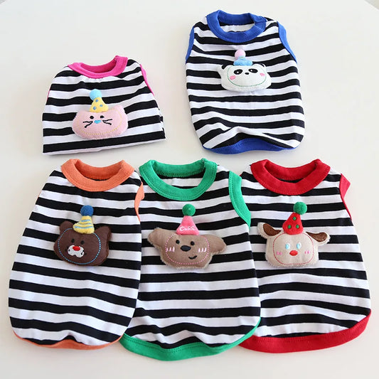 Pet Spring/summer Contrasting Striped Vest Spring/summer Cat Clothing Pet Dress Dog Clothes for Small Dogs Puppy Clothes