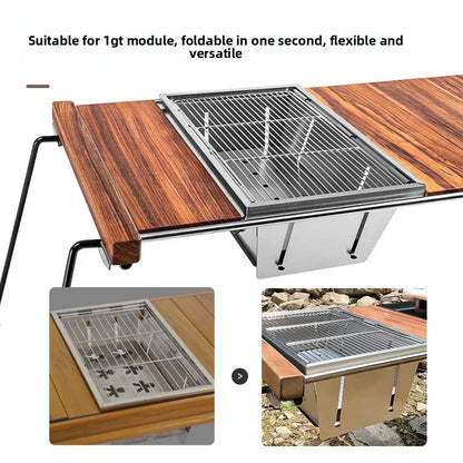 Outdoor Barbecue Grill Stainless Steel Portable Outdoor Stove Brazier IGT Table  Folding 1 Unit Firewood Stove Barbecue Camping