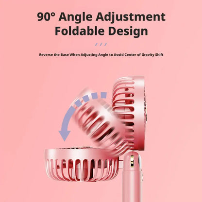 Portable Mini Fan With 6 Speeds LED USB Rechargeable Charging Small Foldable Battery Fans Handheld Desk Bedroom Indoor Outdoor