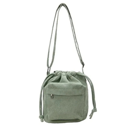 Korean Style Women's Shoulder Bag Drawstring Bucket Bag Casual Light Youth Crossbody Bag Whole New Middle Bag