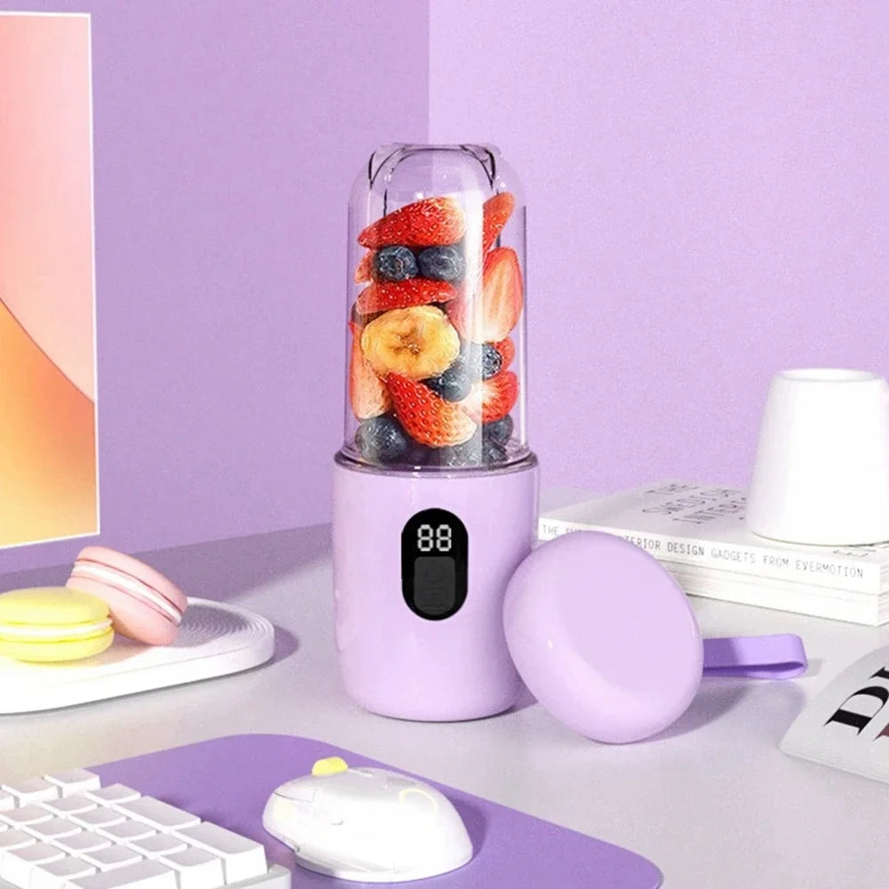 Portable Blender with Lid 500ML Rechargeable Wireless Orange Juicer 16 Stainless Blades USB Smoothie Vegetables Fruits Mixer