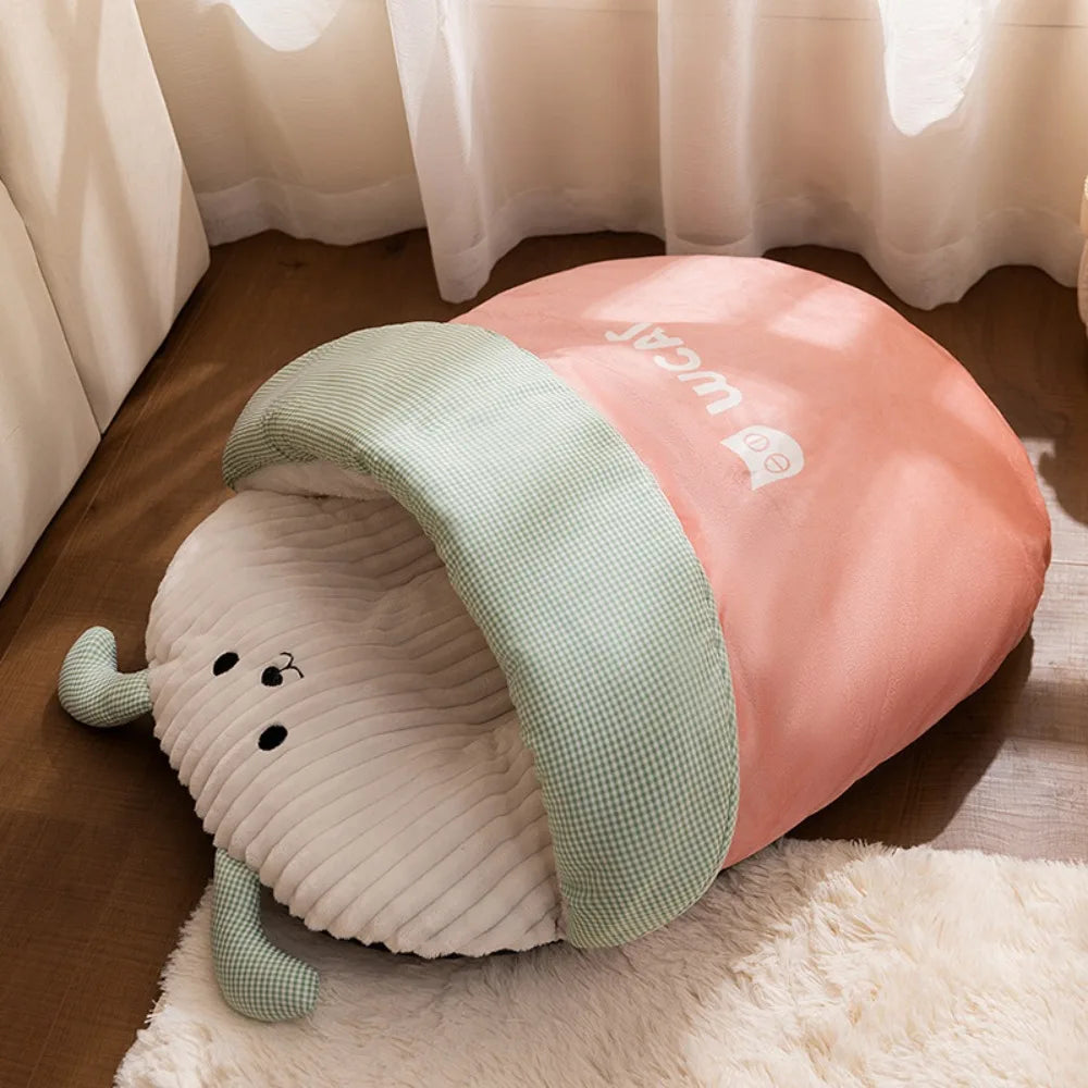 Pet Bed Cartoon 3D Cat Sleeping Bag Semi-enclosed Comfortable Tunnel Cat Nest Soft Warm Cat Mattresses Winter