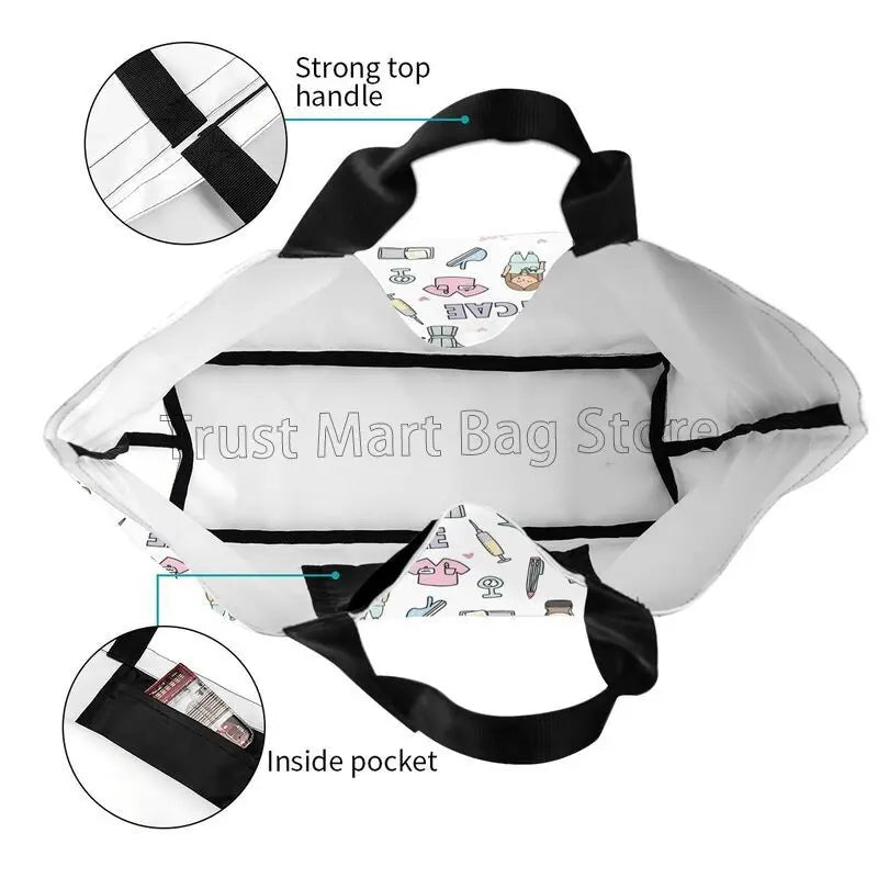 Custom Enfermera En Apuros Doctor Nurse Medical Large Capacity Tote Bag Shoulder Bag Handbags for Women Grocery Shopping Bags