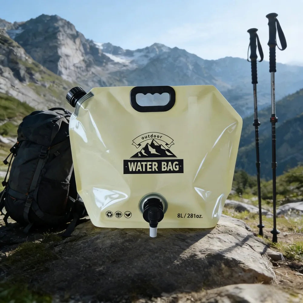Camping Water Bag Outdoor Hiking Folding Water Bucket Bag with Faucet 8L Large Capacity Water Container Camping Supplies кемпинг