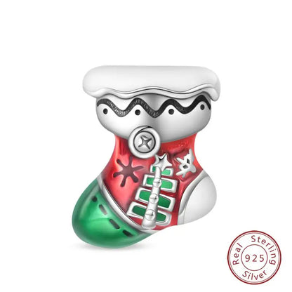 Original 925 Sterling Silver Charms Beads Winter Snowflake Snowman Igloo Penguin Pendant Fit Bracelet Women Jewelry Gift