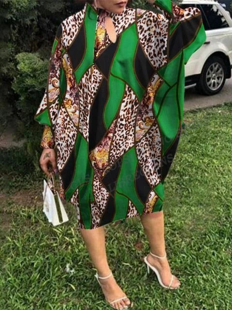 European Long Dress Wrinkle Bat Sleeve Party Evening Dresses Women Fashion Loose Long Sleeve Max Dress Golden Sexy Mid-calf 5XL