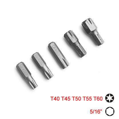 5/16 Inch Shank T50 T55 T60 Screwdriver Bit Set Extar Big H10 H12 H14 PZ4 PH4 SL12 Screw Driver Bits For Repair Hand Tools