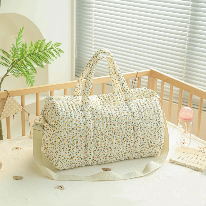 Large Capacity Mommy Bag Travel Tote Bag for Women Baby Diaper Bag Floral Print Multifunctional Crossbody Bag