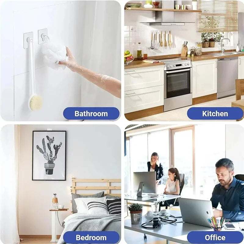 10Pcs Strong Adhesive Hooks Picture Frame Poster No Drilling Hooks Waterproof Durable Kitchen Bathroom Accessories Screw Hooks