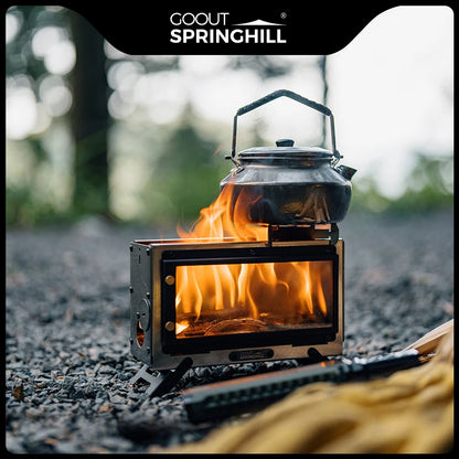 Goout Springhill wood stove Portable Firewood Square Stove Stainless Steel Outdoor Fire Heater Stove Picnic Hiking Camping