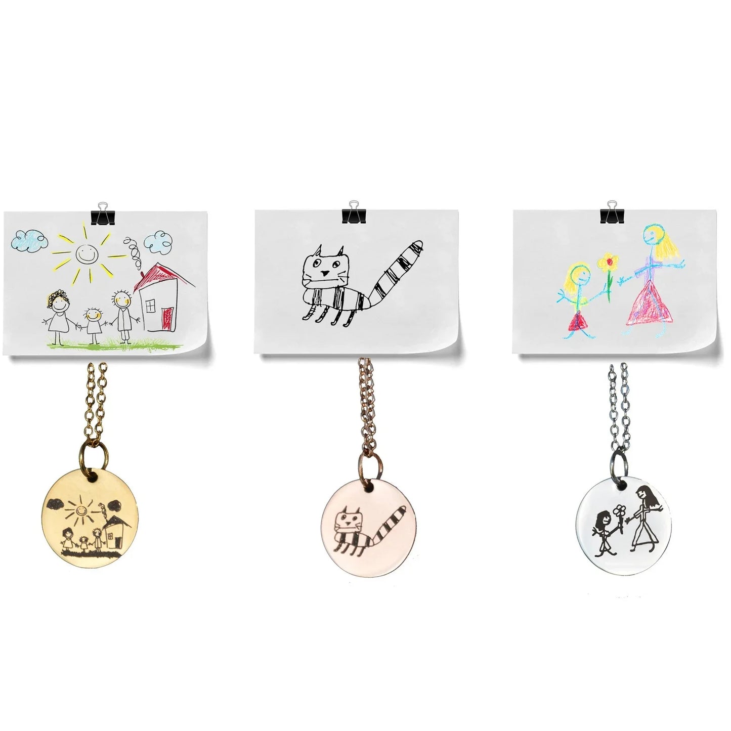 Child’s Drawing Necklace Personalized Drawing Necklace Kid's Handwriting Necklace Child’s Drawing Necklace Gift for Mom