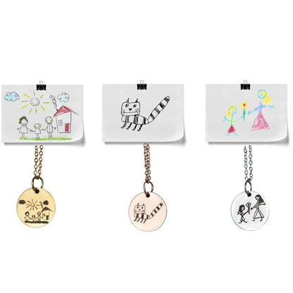 Child’s Drawing Necklace Personalized Drawing Necklace Kid's Handwriting Necklace Child’s Drawing Necklace Gift for Mom