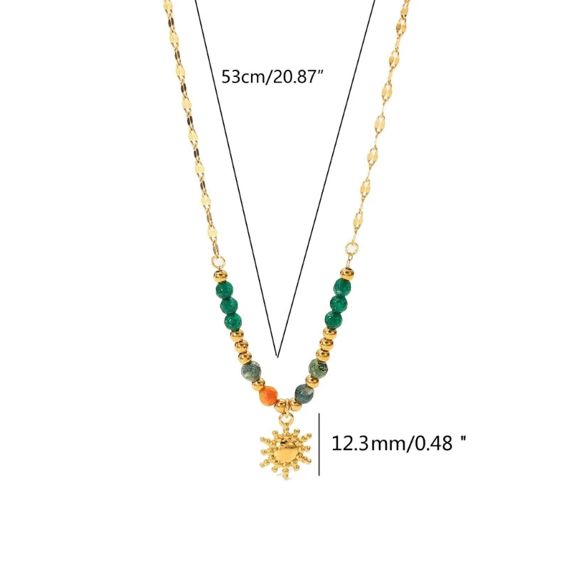 2023 New Fashion Metal Chain Necklace Vibrant Colored Beads Necklace Necklace