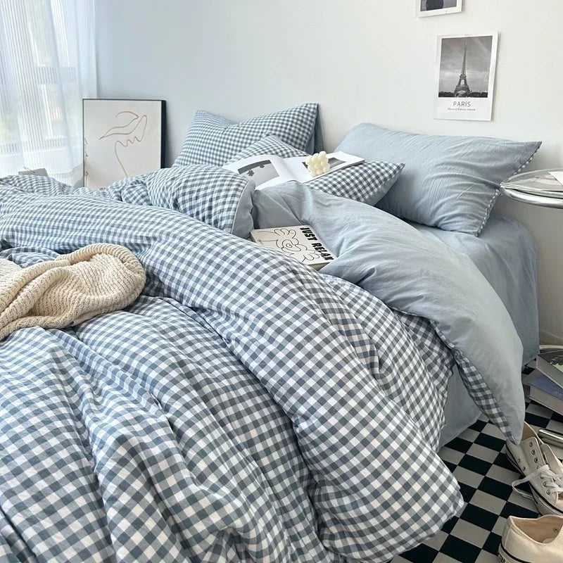 Stripe Bedding Comforter Set with Pillowcase bed sheet Single Full Size Bed Linen Duvet Cover Set Queen/King Double Single Bed
