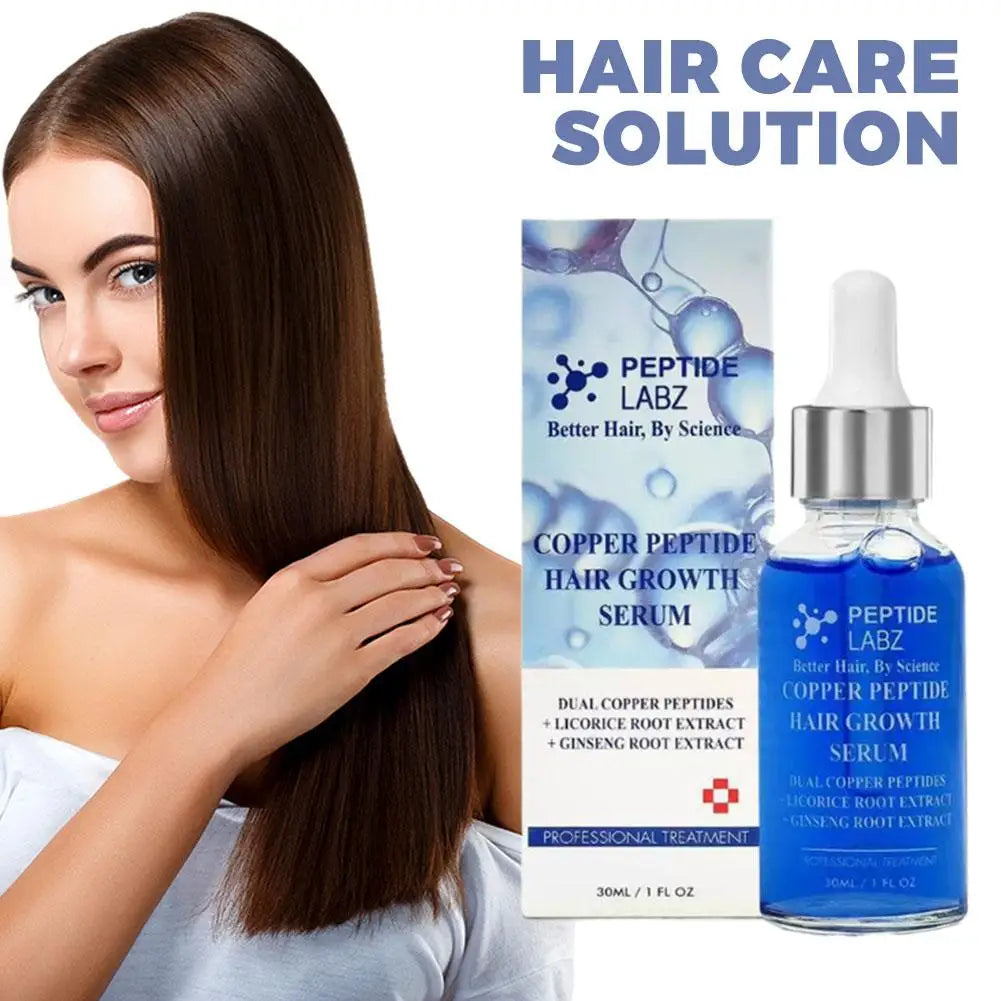 Copper Peptide GHK-cu Hair Growth Serum - Natural Gentle Formula Strengthens Hair Follicles For All Hair Types