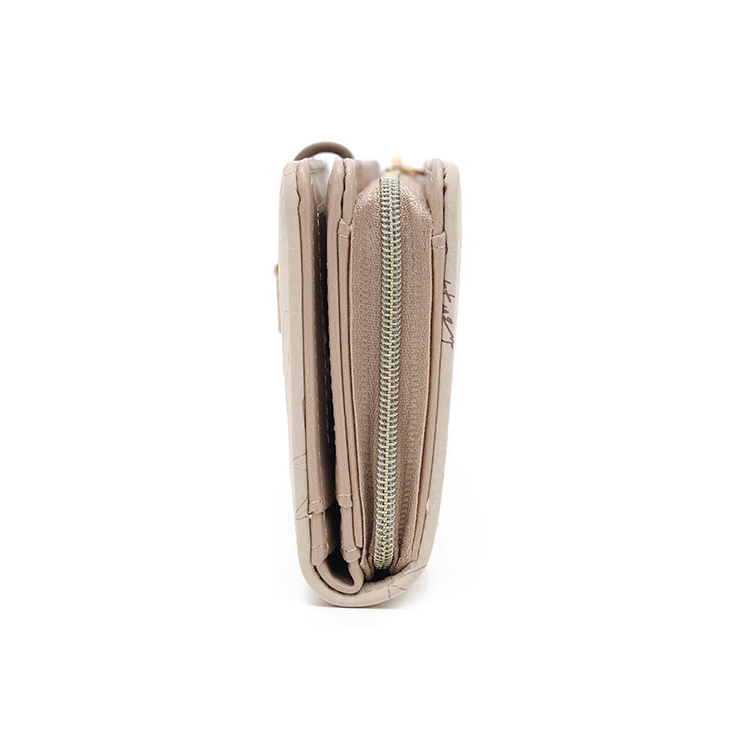 Wallet - Long Style Korean Edition PU Leather Printed Zippered Clasp Folded Multi-Coverage Fashionable Versatile Printed Zippere