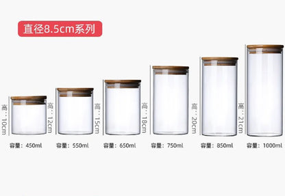 Glass Food Storage Jars with Airtight Bamboo Lid Food Container for Coffee Beans Tea Leaves Cookies Nuts Cereal Storage Canister