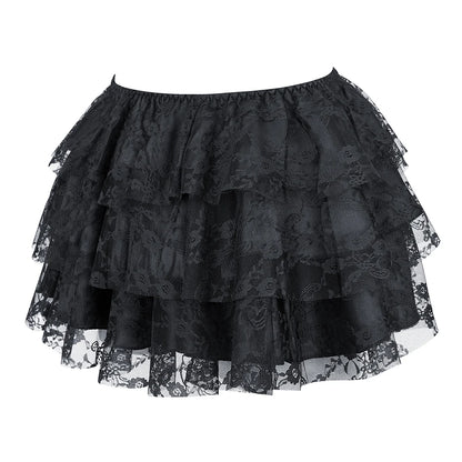 Sexy Layered Mesh Tulle Lace Mini Pleated Skirt Gothic Skirts Showgirl Party Dance Tutu Skirt Plus Size S-6XL
