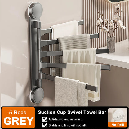 Towel Rack Rotatable Towel Holder Aluminum 2/3/4/5-Bar Towel Hanger Kitchen Bathroom Hanging Wall Mounted Suction Cup