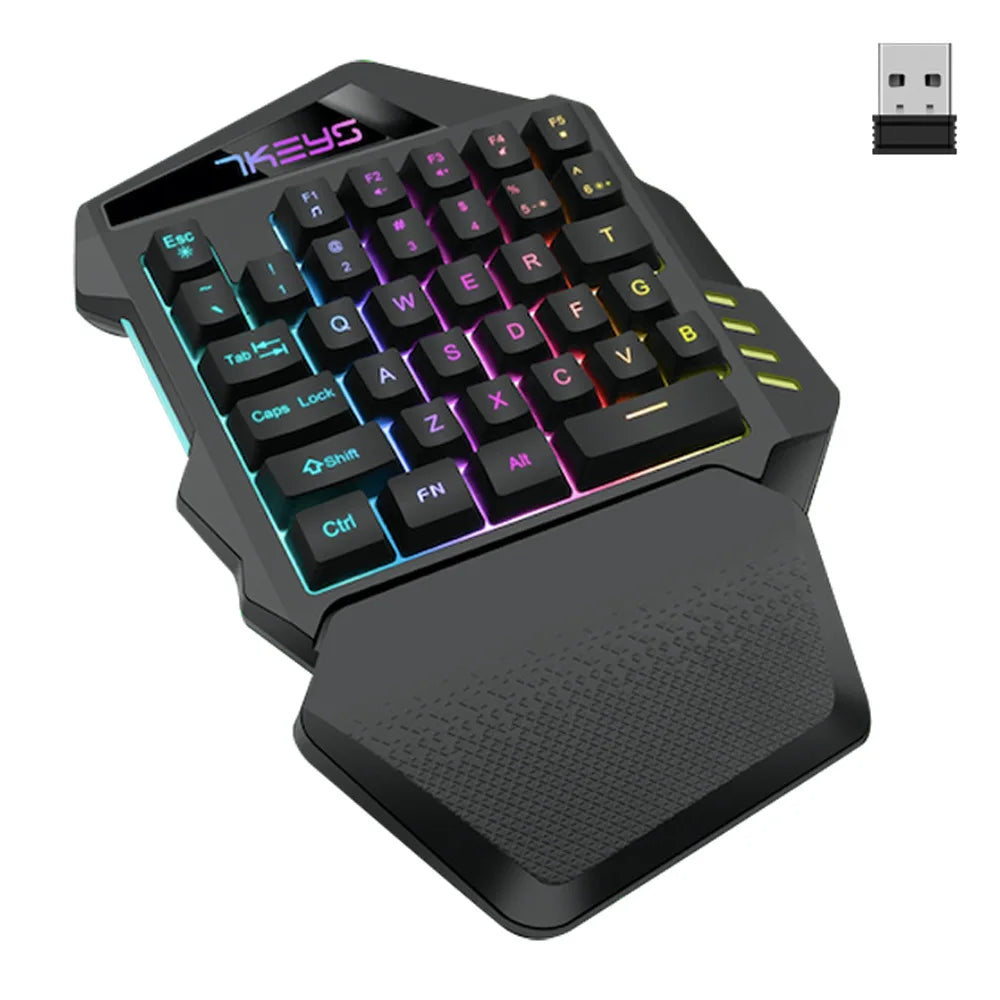 One-handed gaming keyboard 2.4G wireless charging model RGB luminous left-handed gaming keyboard