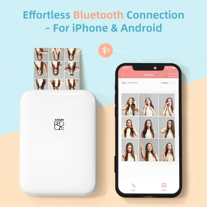 HPRT MT53 Portable Mini Mobile Pocket Printer 2x3 Inch Print Maker Sticky-Backed Photo Paper Bluetooth Mobile Thermal Machine