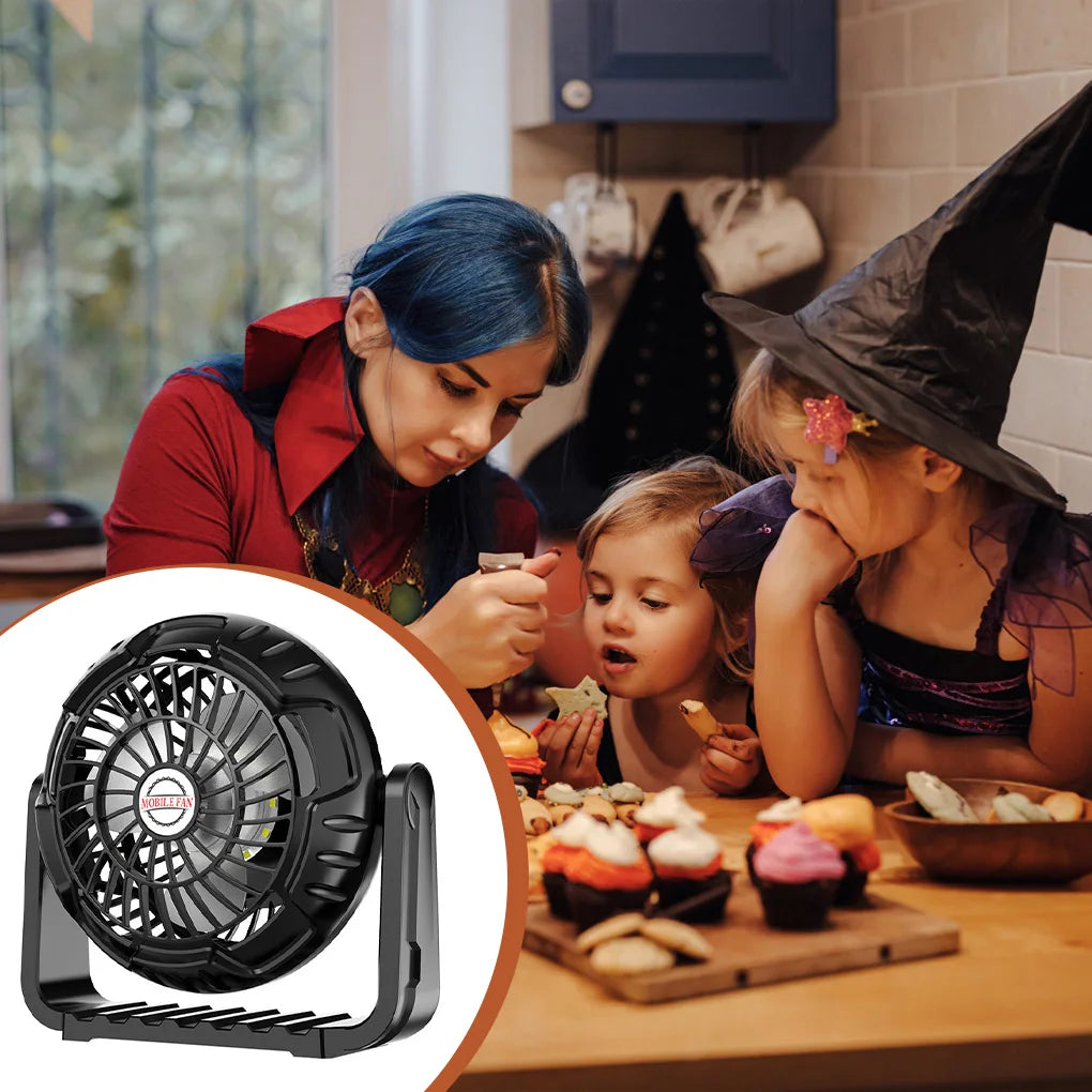 Portable Camping Fan with Integrated LED Light Perfect for Outdoor Adventures Adjustable Airflow and Bright Illumination