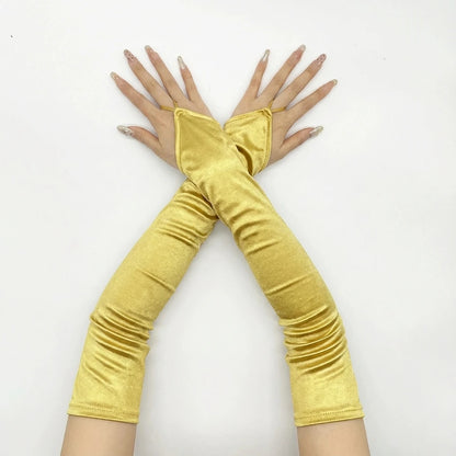 Ladies' Gloves, Long Hook-Finger Tinted Gloves, Ball Gloves, Bride's Wedding Dress Gloves, Sun-Protective Fashion Gloves C101