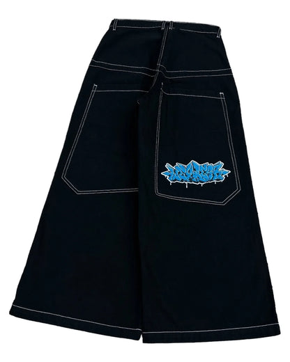 Wexwear Jeans New Y2K Harajuku Hip Hop Letter Embroidered Retro Baggy Jeans Denim Pants Men Women Goth High Waist Wide Trousers