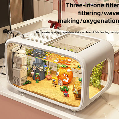 Creative Aquarium Fish Tank Ecological Landscape Set Integrated Filtration Oxygen Generation Machine Transparent Turtle Tank