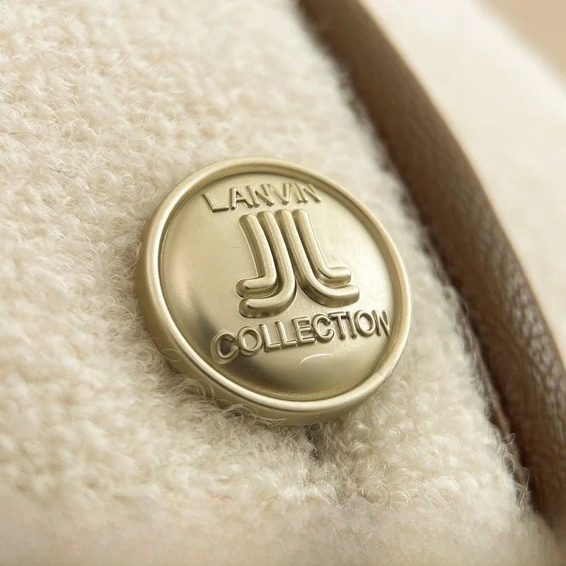 Discounted Self-Recommended Qianjinfeng Woolen Coat round Ne Color Blo Commuter Versatile Long Sve Button up ort Out...