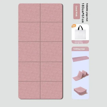 4mm Thick TPE Foldable Yoga Mat 183*61cm Easy Storage For Travel Yoga Pilates Home Exercise Floor Mat