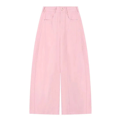 White High Waist Wide Leg Pants Women Summer Loose Casual Trousers Slimming Knife  Floor Length Pants Commute Sle