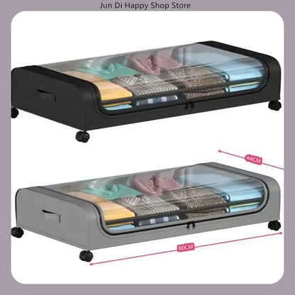 Bed Bottom Storage Box with Wheels Underbed Dust-Proof Organizer for Clothes Shoes Home Bedroom Simple Design Rolling Drawer